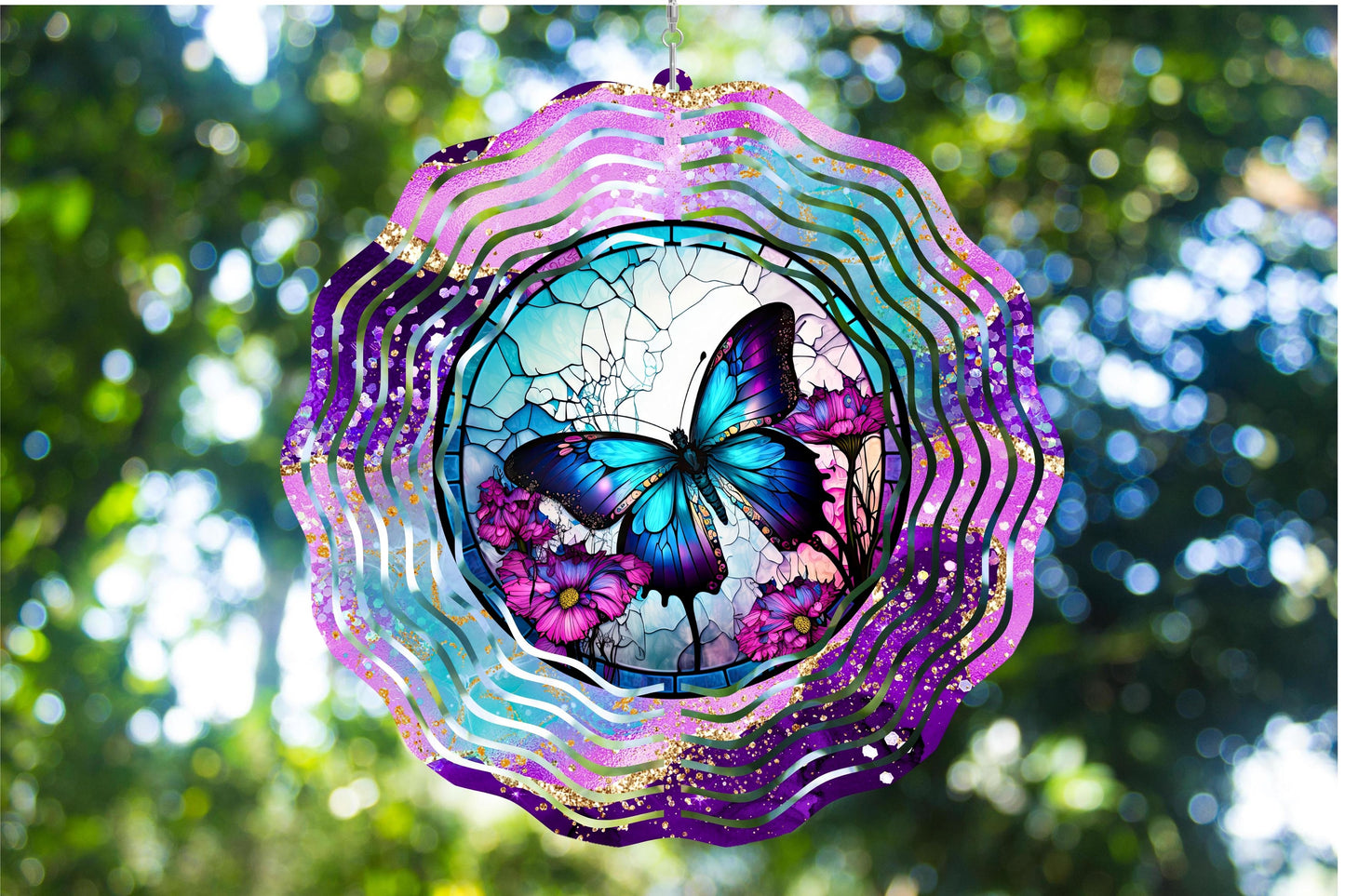 Wind Spinner Purple Butterfly